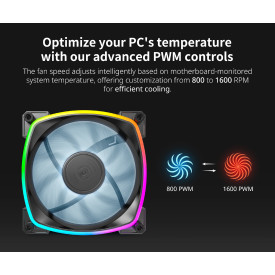 Вентилатор Montech RX120 PWM, REVERSE Fan, 120mm, ARGB, Black
