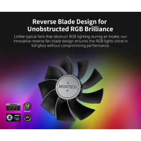 Вентилатор Montech RX120 PWM, REVERSE Fan, 120mm, ARGB, Black