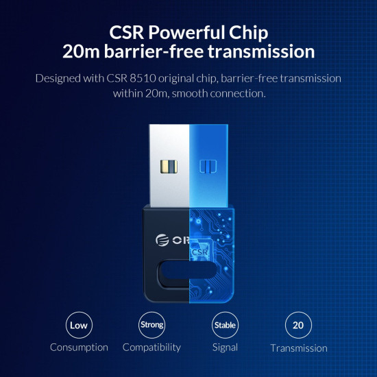 Блутут адаптер Orico Bluetooth 4.0 USB adapter, black - BTA-409-BK