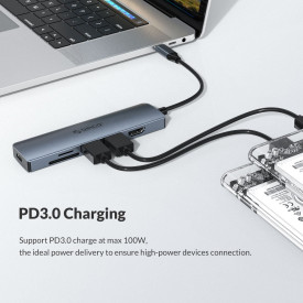 Докинг станция Orico Docking Station Type-C Power Distribution 3.0 100W - Card Reader, HDMI, Type-C x 1, USB3.0 x2 - MC-U601P