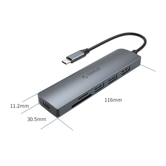 Докинг станция Orico Docking Station Type-C Power Distribution 3.0 100W - Card Reader, HDMI, Type-C x 1, USB3.0 x2 - MC-U601P