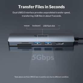 Докинг станция Orico Docking Station Type-C Power Distribution 3.0 100W - Card Reader, HDMI, Type-C x 1, USB3.0 x2 - MC-U601P
