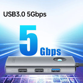 Докинг станция Orico Docking Station Type-C - PW11-6PCR-GY-EP - HDMI x 1, USB-C x 1, USB3.0 x 2, USB-C PD100W x 1, LAN x 1 (1Gbps)