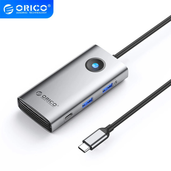 Докинг станция Orico Docking Station Type-C - PW11-6PCR-GY-EP - HDMI x 1, USB-C x 1, USB3.0 x 2, USB-C PD100W x 1, LAN x 1 (1Gbps)