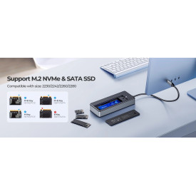 HDD докинг станция Orico M.2 SATA/NVMe - HDMI, USB3.2-A x 2, USB-C (10Gbps) x 1,USB-C (PD100W), SD/TF - OM28P-G2-BK