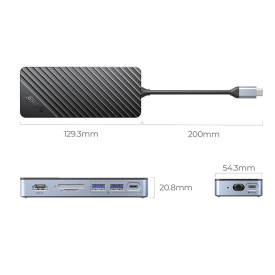 HDD докинг станция Orico M.2 SATA/NVMe - HDMI, USB3.2-A x 2, USB-C (10Gbps) x 1,USB-C (PD100W), SD/TF - OM28P-G2-BK
