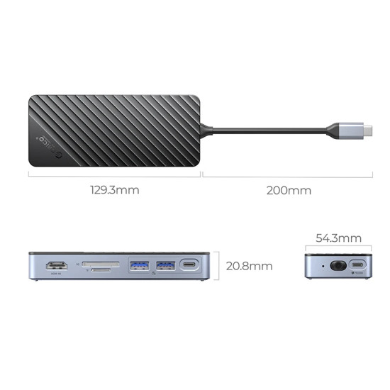 HDD докинг станция Orico M.2 SATA/NVMe - HDMI, USB3.2-A x 2, USB-C (10Gbps) x 1,USB-C (PD100W), SD/TF - OM28P-G2-BK