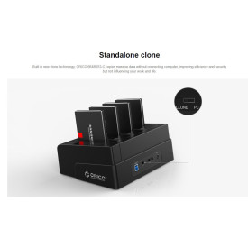 Докинг станция Orico Storage - HDD/SSD Dock/Duplicator - 4x 2.5 and 3.5 inch USB3.0, black - 6648US3-C
