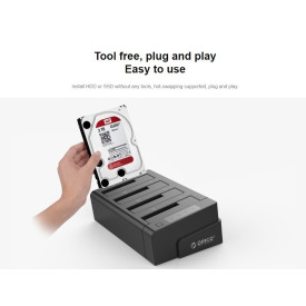 Докинг станция Orico Storage - HDD/SSD Dock/Duplicator - 4x 2.5 and 3.5 inch USB3.0, black - 6648US3-C