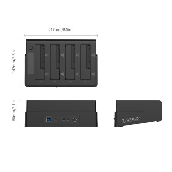 Докинг станция Orico Storage - HDD/SSD Dock/Duplicator - 4x 2.5 and 3.5 inch USB3.0, black - 6648US3-C