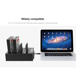 Докинг станция Orico Storage - HDD/SSD Dock/Duplicator - 4x 2.5 and 3.5 inch USB3.0, black - 6648US3-C