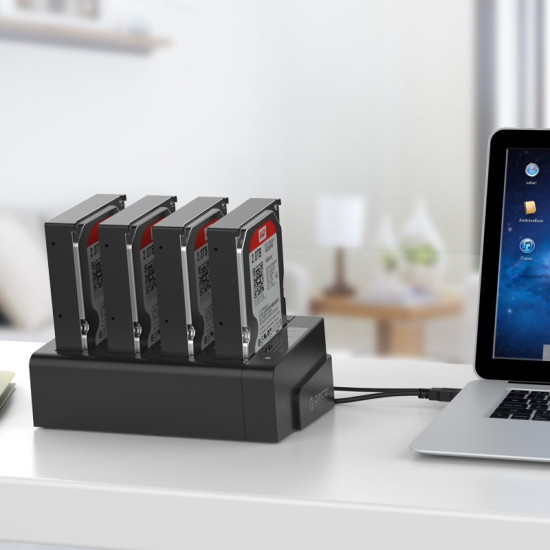 Докинг станция Orico Storage - HDD/SSD Dock/Duplicator - 4x 2.5 and 3.5 inch USB3.0, black - 6648US3-C