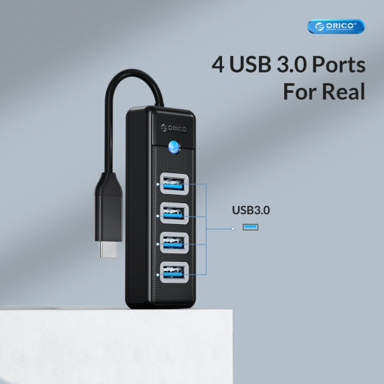 USB хъб Orico HUB USB3.1 Type-C 4 port - 4 x USB3.0 Black - PW4U-C3-015-BK
