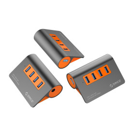 USB хъб Orico USB 3.1 Gen2 10Gbps HUB 4 port Aluminum Grey/Orange - M3H4-G2-OG