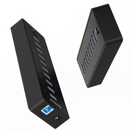 USB хъб Orico USB3.0 HUB 10 port with Premium Power Adapter, Black - P10-U3-V1-BK