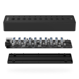 USB хъб Orico USB3.0 HUB 10 port with Premium Power Adapter, Black - P10-U3-V1-BK