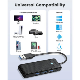 USB хъб Orico USB3.0 HUB White - 3 x USB3.0, SD, TF - PAPW3AT-U3-015-WH