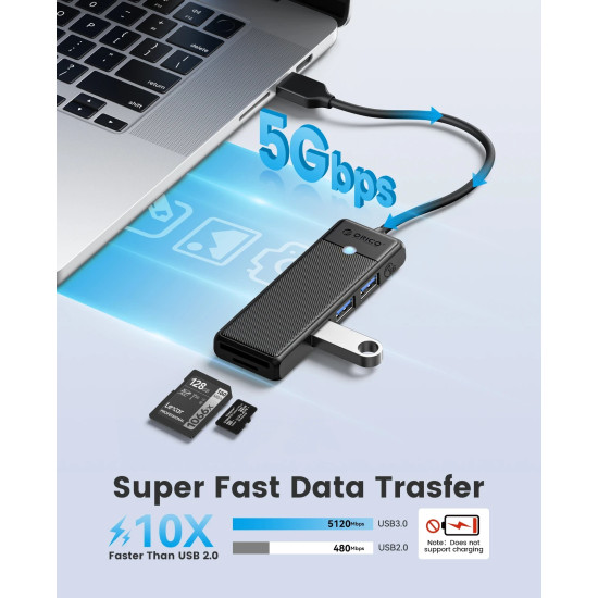 USB хъб Orico USB3.0 HUB White - 3 x USB3.0, SD, TF - PAPW3AT-U3-015-WH