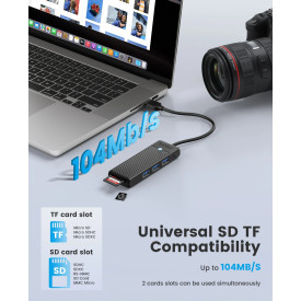 USB хъб Orico USB3.0 HUB White - 3 x USB3.0, SD, TF - PAPW3AT-U3-015-WH