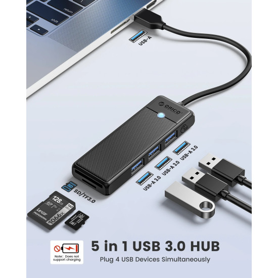 USB хъб Orico USB3.0 HUB White - 3 x USB3.0, SD, TF - PAPW3AT-U3-015-WH