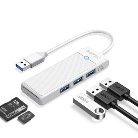 USB хъб Orico USB3.0 HUB White - 3 x USB3.0, SD, TF - PAPW3AT-U3-015-WH