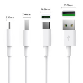 USB кабел Orico USB2.0 Type A to Type-C - 5A Fast Charging, 1m - AC5-10-WH