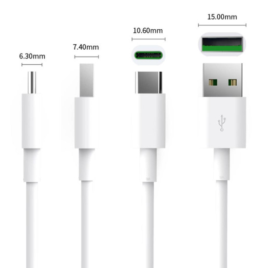 USB кабел Orico USB2.0 Type A to Type-C - 5A Fast Charging, 1m - AC5-10-WH