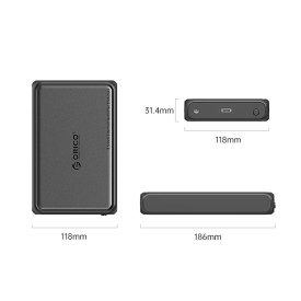 Външна кутия за диск Orico Storage - Case - 3.5 inch USB-C black - DDL35-C3-EU-BK