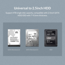 Външна кутия за диск Orico Storage - Case - 2.5 inch USB3.0 with Stand, UASP, transparent - 2159U3-CR