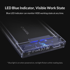 Външна кутия за диск Orico Storage - Case - 2.5 inch USB3.0 with Stand, UASP, transparent - 2159U3-CR