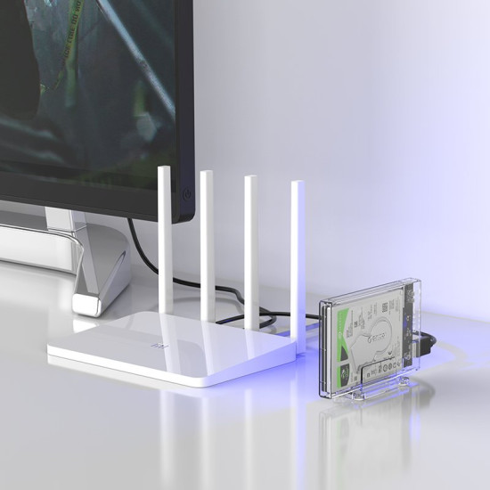 Външна кутия за диск Orico Storage - Case - 2.5 inch USB3.0 with Stand, UASP, transparent - 2159U3-CR