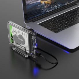 Външна кутия за диск Orico Storage - Case - 2.5 inch USB3.0 with Stand, UASP, transparent - 2159U3-CR