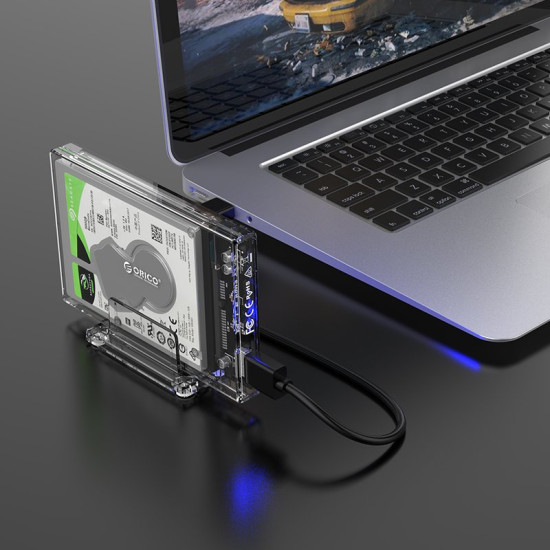 Външна кутия за диск Orico Storage - Case - 2.5 inch USB3.0 with Stand, UASP, transparent - 2159U3-CR