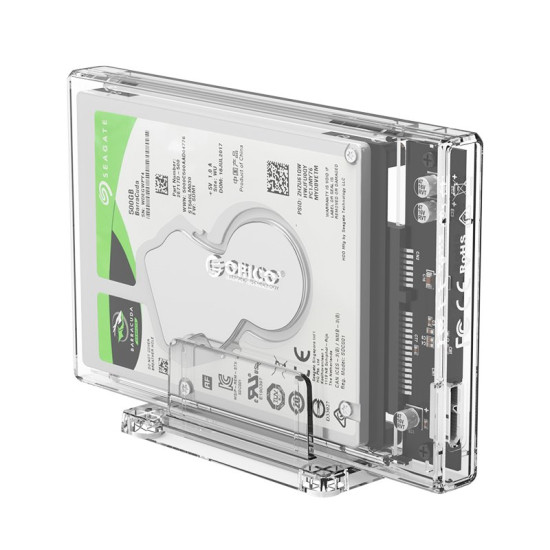 Външна кутия за диск Orico Storage - Case - 2.5 inch USB3.0 with Stand, UASP, transparent - 2159U3-CR
