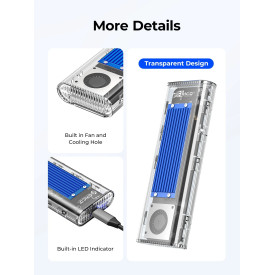 Външна кутия за диск Orico Storage - Case - M.2 NVMe M key - 40Gbps, USB-A/USB-C - TCM2-U4-BK-BP
