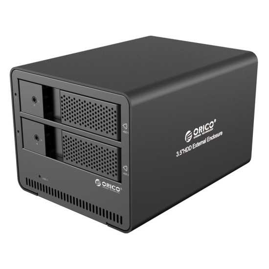 Външна кутия за два диска Orico Storage - Case - Dual Bay 3.5" Aluminium Black - 9528U3