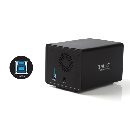 Външна кутия за два диска Orico Storage - Case - Dual Bay 3.5" Aluminium Black - 9528U3