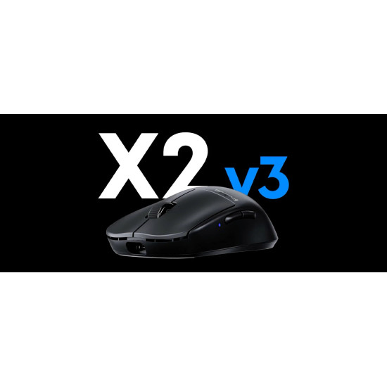 Безжична мишка Pulsar Wireless Gaming Mouse X2 v3 Size2 Black - 1K (8K compatible)