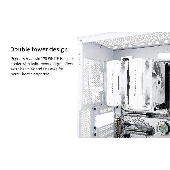 Охладител за процесор Thermalright CPU Cooler Peerless Assassin 120 White - Dual-Tower - LGA1851/LGA1700/AM5