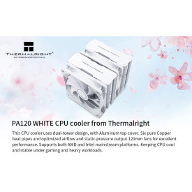 Охладител за процесор Thermalright CPU Cooler Peerless Assassin 120 White - Dual-Tower - LGA1851/LGA1700/AM5