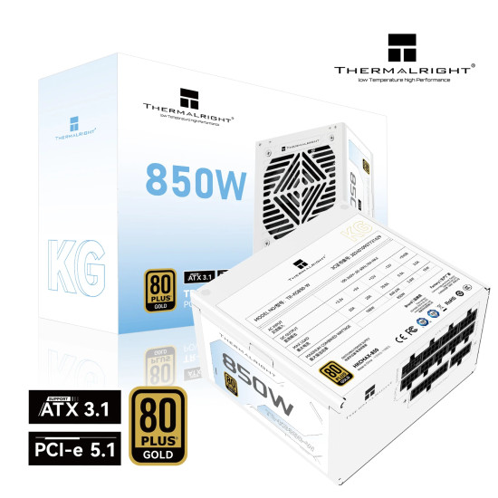 Захранване Thermalright PSU ATX 3.1 850W Gold, Full Modular - TR-KG850-W White