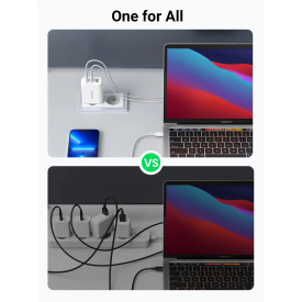 Зарядно Ugreen Charger Wall 65W GaN CD275, 1 x USB-A, 2 x Type-C - 90496
