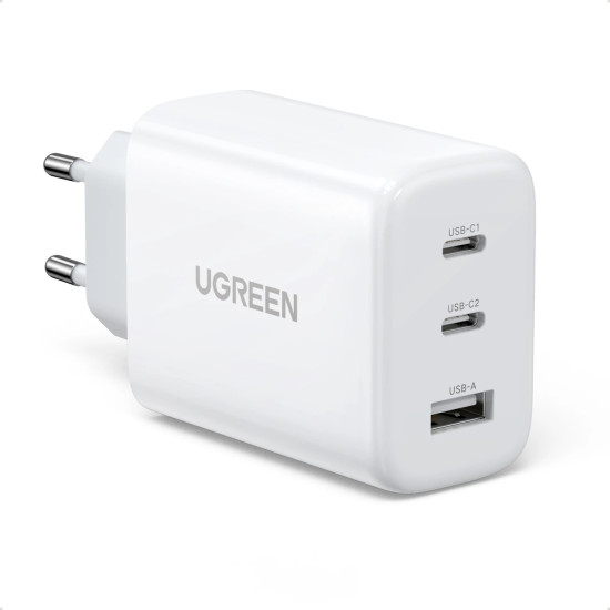Зарядно Ugreen Charger Wall 65W GaN CD275, 1 x USB-A, 2 x Type-C - 90496