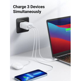 Зарядно Ugreen Charger Wall 65W GaN CD275, 1 x USB-A, 2 x Type-C - 90496