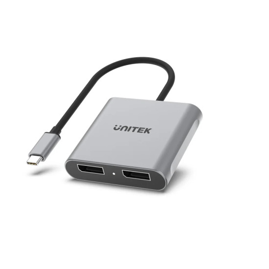 Адаптер Unitek USB-C M to DisplayPort x 2 F - 8K@30Hz, MST - V1404A