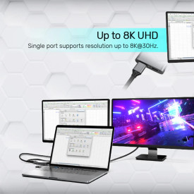 Адаптер Unitek USB-C M to DisplayPort x 2 F - 8K@30Hz, MST - V1404A
