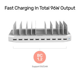 Зарядна станция Unitek 10 Port Charging Station 96W - Y-2172