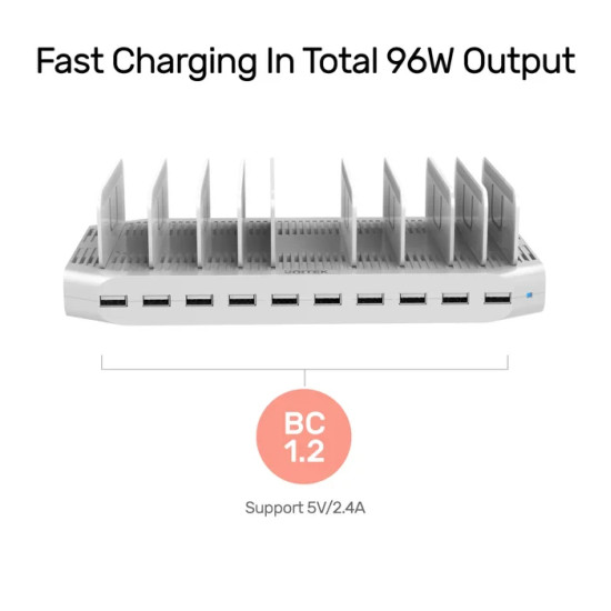 Зарядна станция Unitek 10 Port Charging Station 96W - Y-2172