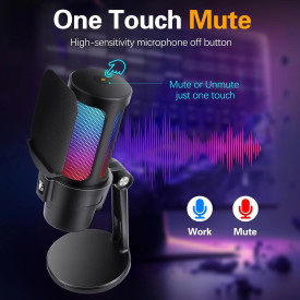 Микрофон VCom Gaming USB Microphone - VCOM-M902 Black - USB, RGB