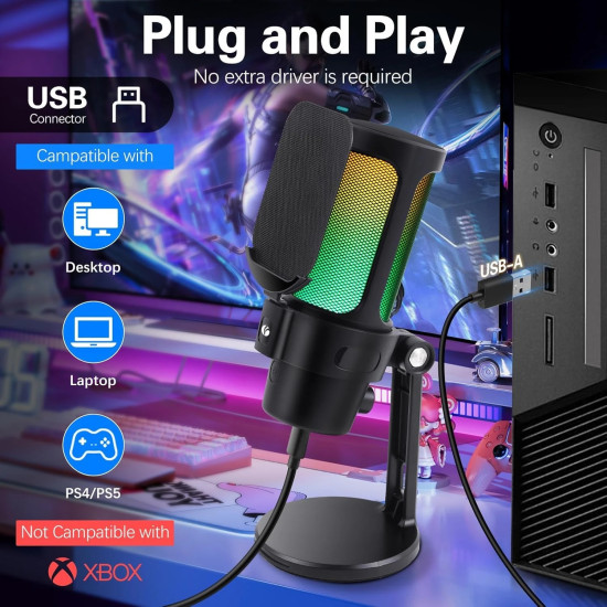 Микрофон VCom Gaming USB Microphone - VCOM-M902 Black - USB, RGB
